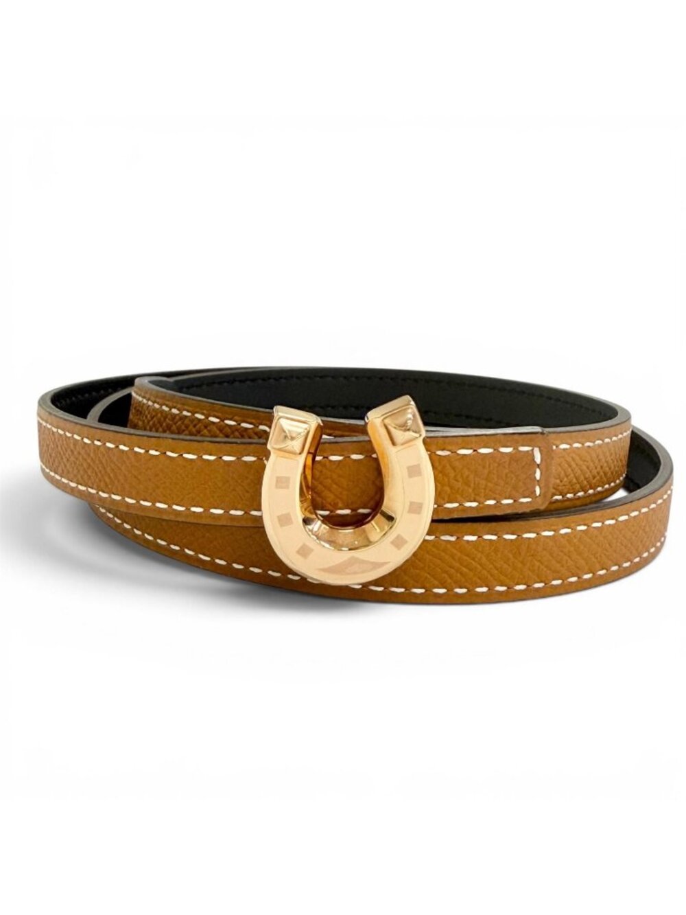 Hermes Kit Joquette Veau Swift Golden Yellow Reversible Belt Brown Black 70